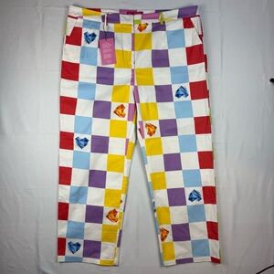 Julyliebe Cotton Color Block Checkered Straight Leg Statement Pants NWT 3XL